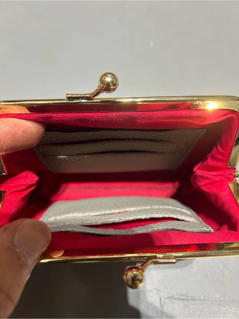 Dooney & Bourke Gray Large Framed Kisslock Leather Coin Purse